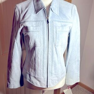 NWT Light blue suede leather jacket